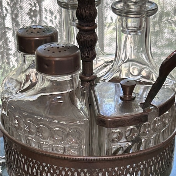 Wales of Sheffield Vintage Silverplate Cut Glass Cruet Set Made in Italy - Picture 15 of 16